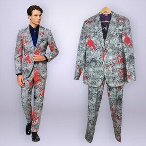 OppoSuit Zombiac Men's Suit Size 38 Blood Splatter Zombie Halloween Costume